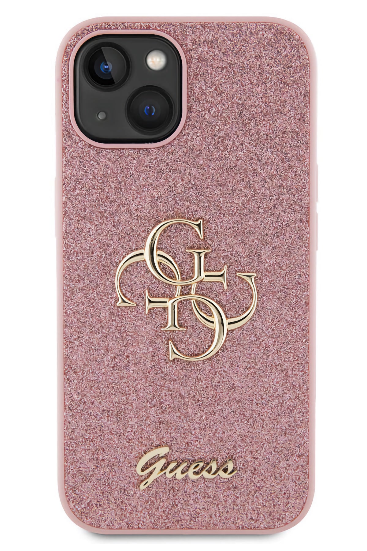 Guess iPhone 15 Uyumlu Glitter 4G Logolu Kılıf Pembe