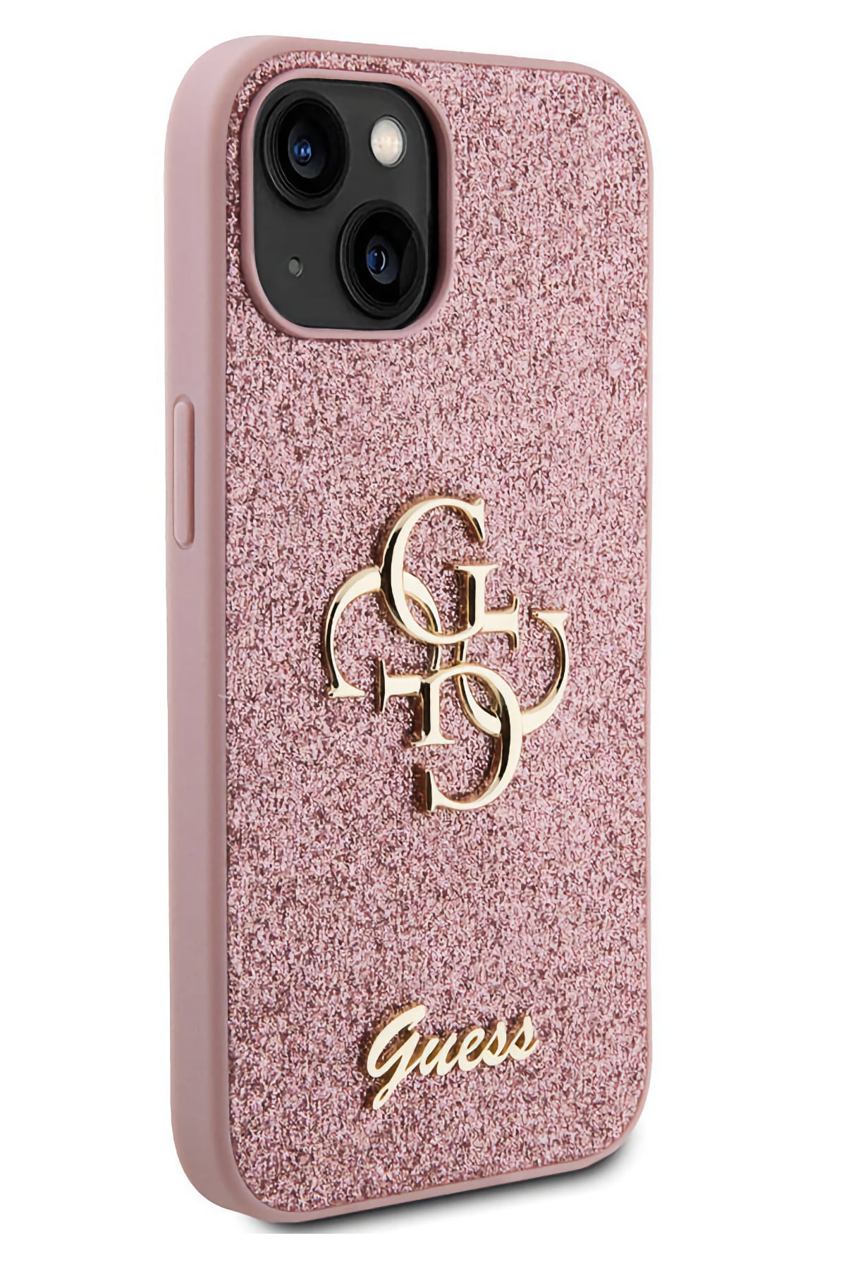 Guess iPhone 15 Uyumlu Glitter 4G Logolu Kılıf Pembe