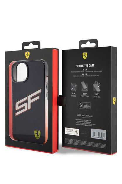 Ferrari iPhone 15 Uyumlu Gradient SF Silikon Kılıf Siyah
