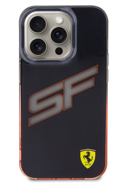 Ferrari iPhone 15 Pro Uyumlu Gradient SF Silikon Kılıf Siyah