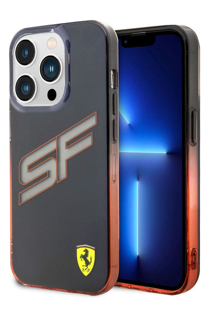 Ferrari iPhone 15 Pro Uyumlu Gradient SF Silikon Kılıf Siyah