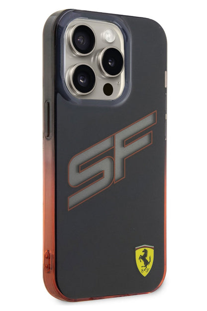 Ferrari iPhone 15 Pro Uyumlu Gradient SF Silikon Kılıf Siyah