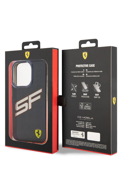 Ferrari iPhone 15 Pro Uyumlu Gradient SF Silikon Kılıf Siyah
