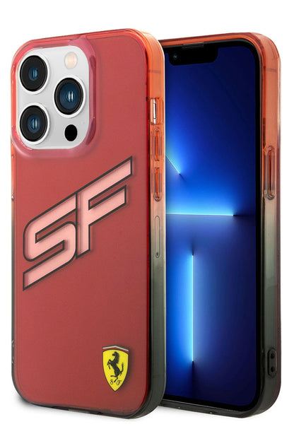 Ferrari iPhone 15 Pro Max Uyumlu Gradient SF Silikon Kılıf Kırmızı