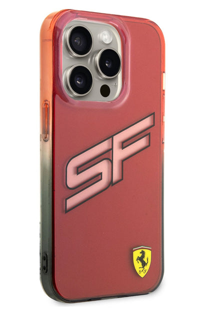 Ferrari iPhone 15 Pro Max Uyumlu Gradient SF Silikon Kılıf Kırmızı