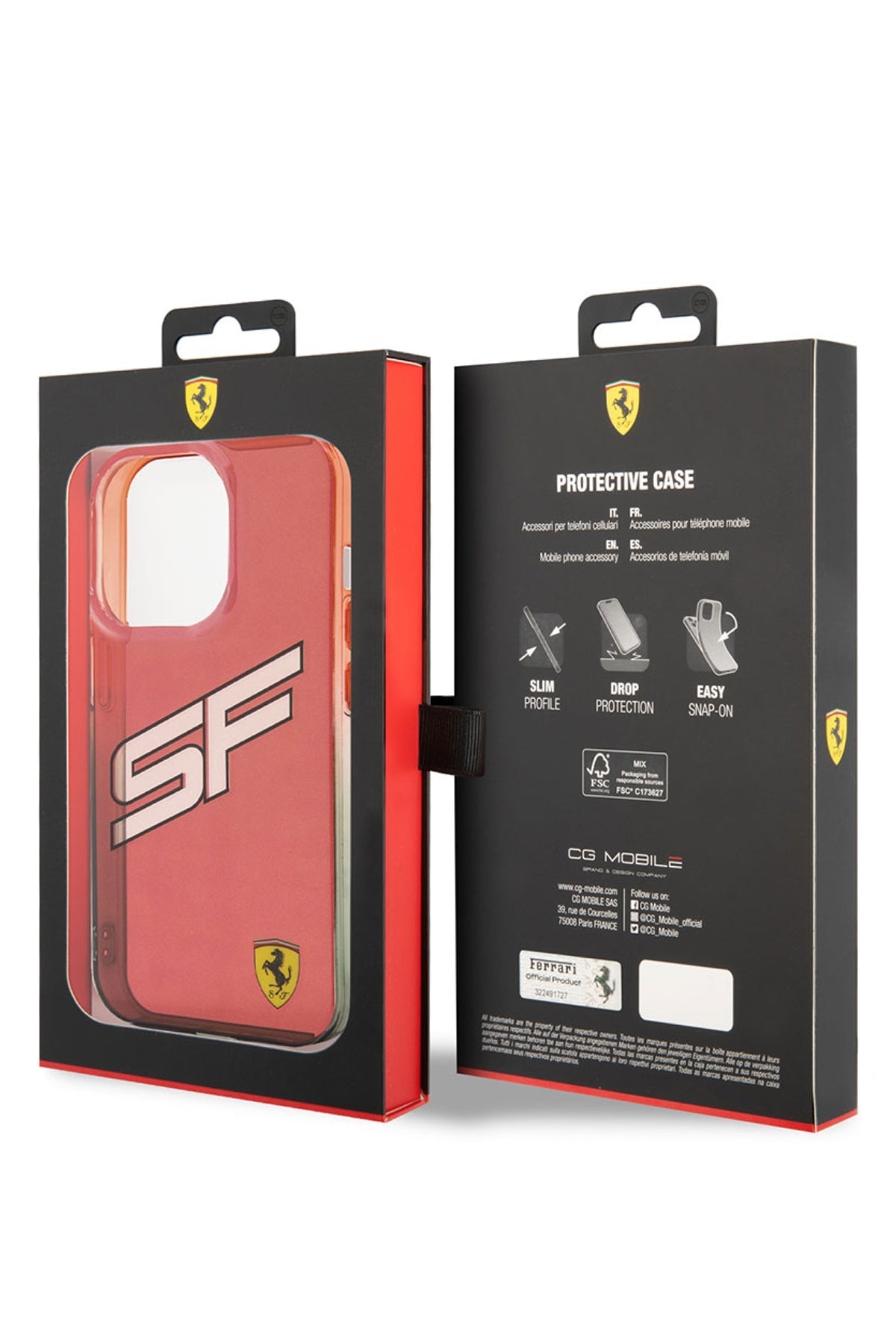 Ferrari iPhone 15 Pro Max Uyumlu Gradient SF Silikon Kılıf Kırmızı