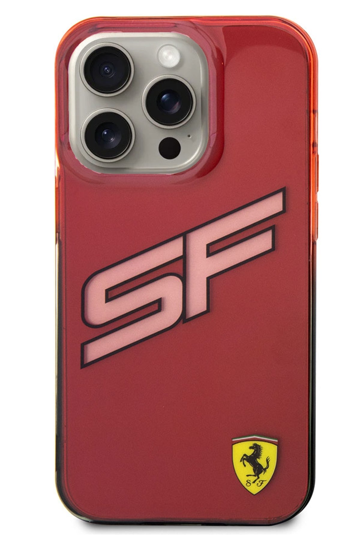 Ferrari iPhone 15 Pro Uyumlu Gradient SF Silikon Kılıf Kırmızı