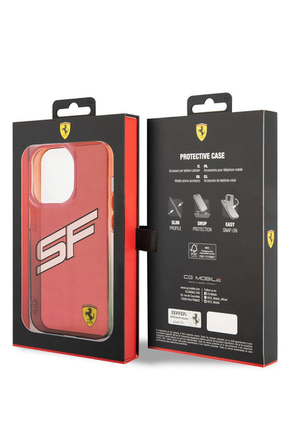 Ferrari iPhone 15 Pro Uyumlu Gradient SF Silikon Kılıf Kırmızı