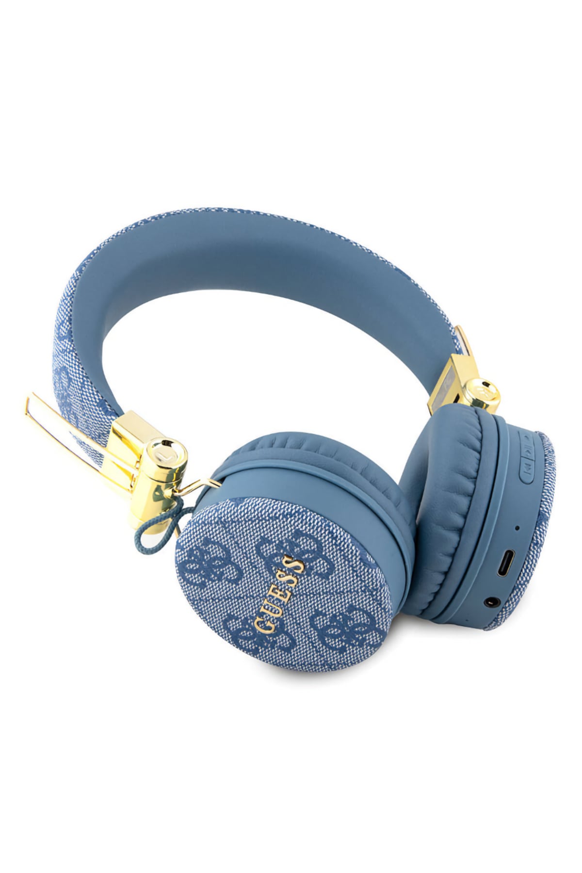 Guess Kulak Üstü Bluetooth 5.3 Kulaklık 4G Desenli Metal Logolu Mavi