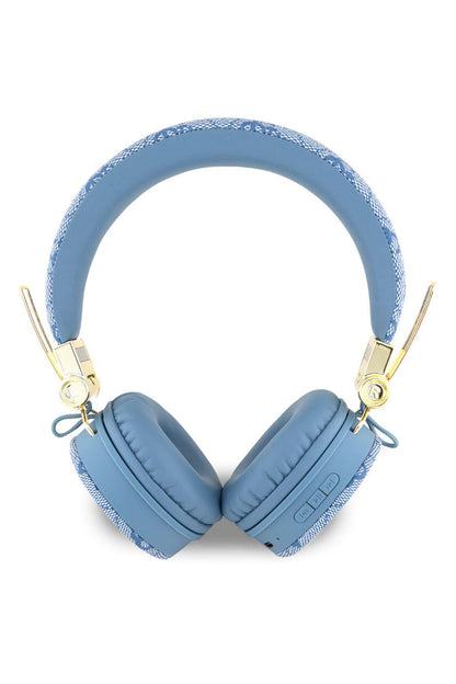 Guess Kulak Üstü Bluetooth 5.3 Kulaklık 4G Desenli Metal Logolu Mavi