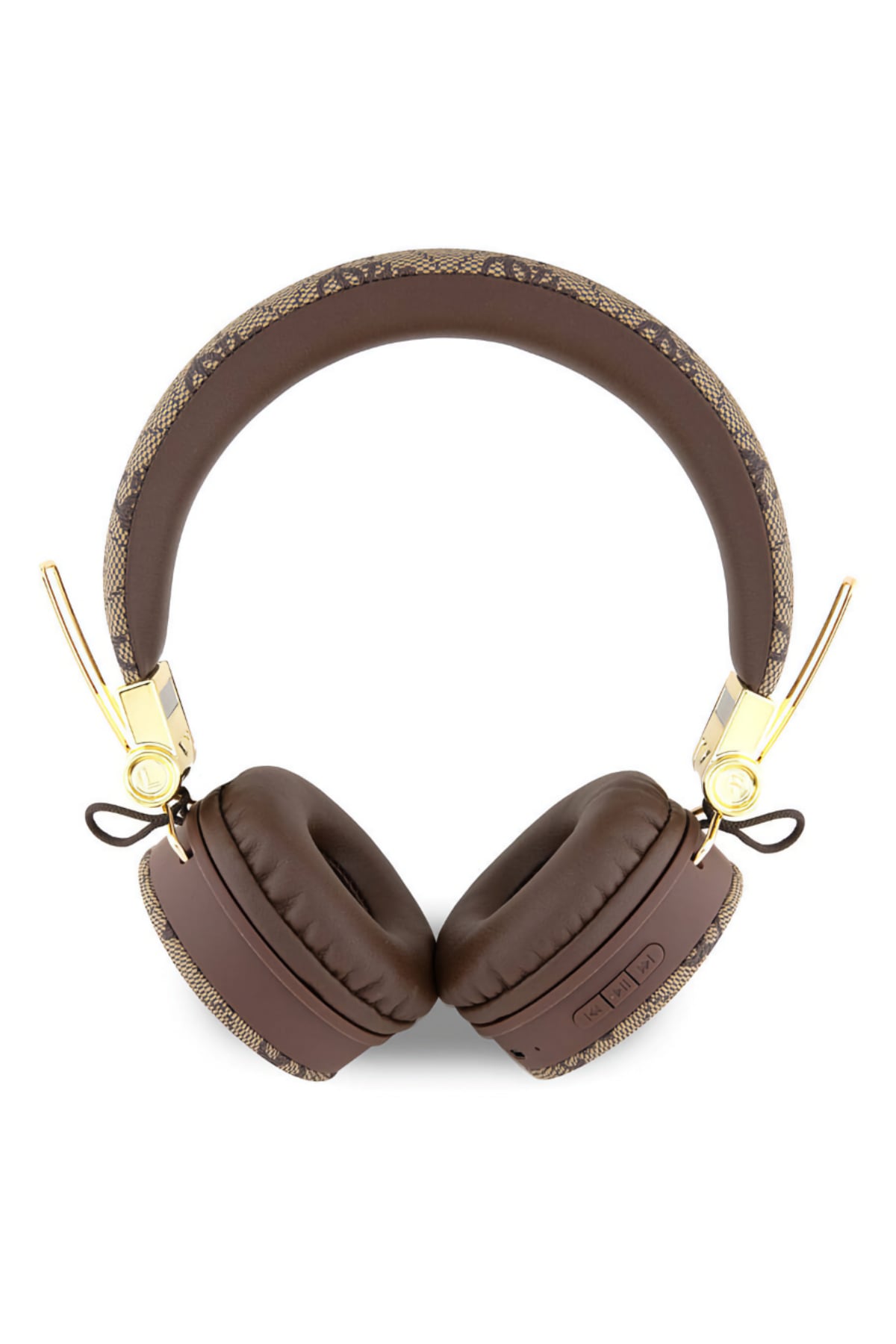 Guess Kulak Üstü Bluetooth 5.3 Kulaklık 4G Desenli Metal Logolu Kahverengi