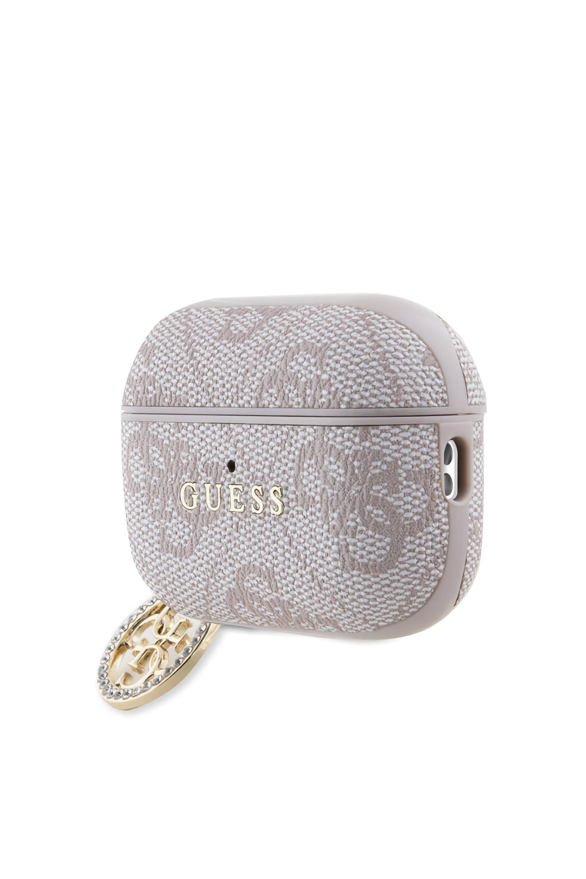 Guess Apple Airpods Pro 2. Nesil Uyumlu Kılıf 4G Taşlı Süs Zincirli Pembe