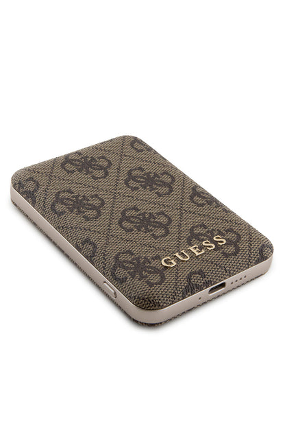 Guess 4G Desenli 5000 mAh 15w Magsafe Powerbank Kahverengi