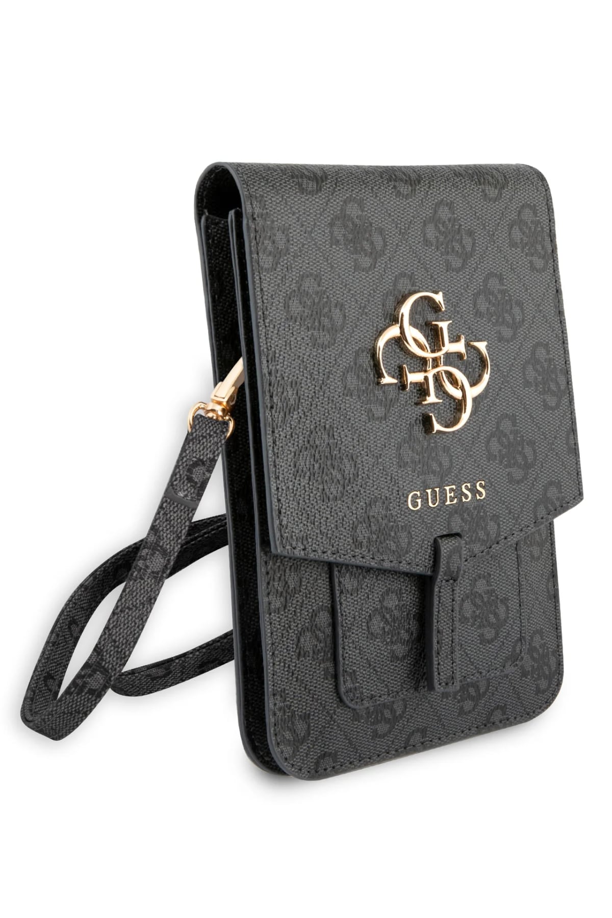Guess 4G Logolu Telefon Çantası Kredi Kartlıklı Gri