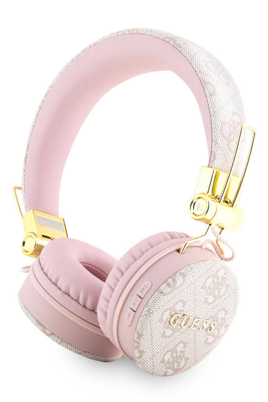 Guess Kulak Üstü Bluetooth 5.3 Kulaklık 4G Desenli Metal Logolu Pembe