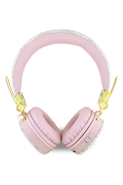 Guess Kulak Üstü Bluetooth 5.3 Kulaklık 4G Desenli Metal Logolu Pembe