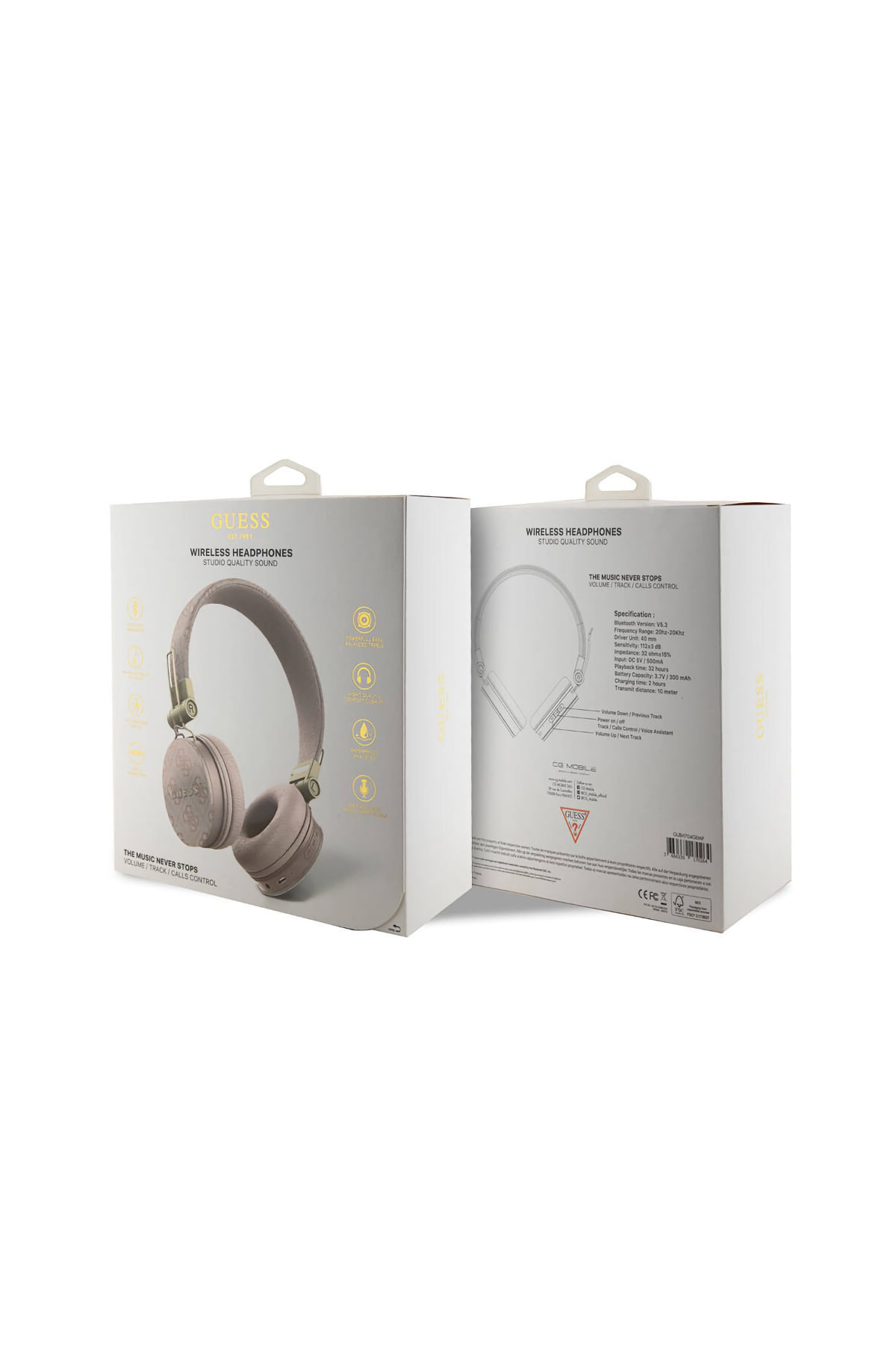 Guess Kulak Üstü Bluetooth 5.3 Kulaklık 4G Desenli Metal Logolu Pembe