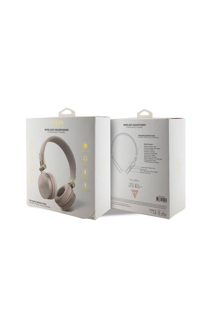 Guess Kulak Üstü Bluetooth 5.3 Kulaklık 4G Desenli Metal Logolu Pembe