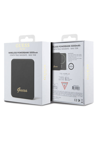 Guess Metal Logolu Magsafe Siyah Powerbank 5000mAh