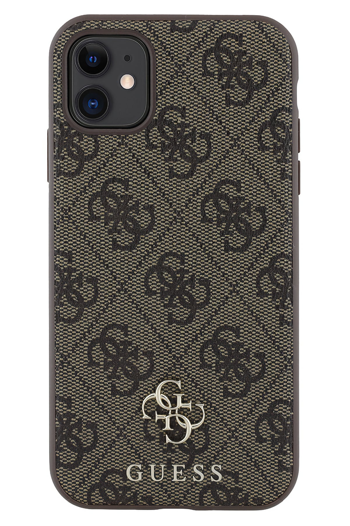 Guess Classic 4G Logolu iPhone 11 Magsafe Uyumlu Kılıf Kahverengi