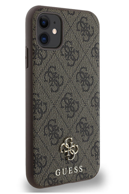 Guess Classic 4G Logolu iPhone 11 Magsafe Uyumlu Kılıf Kahverengi