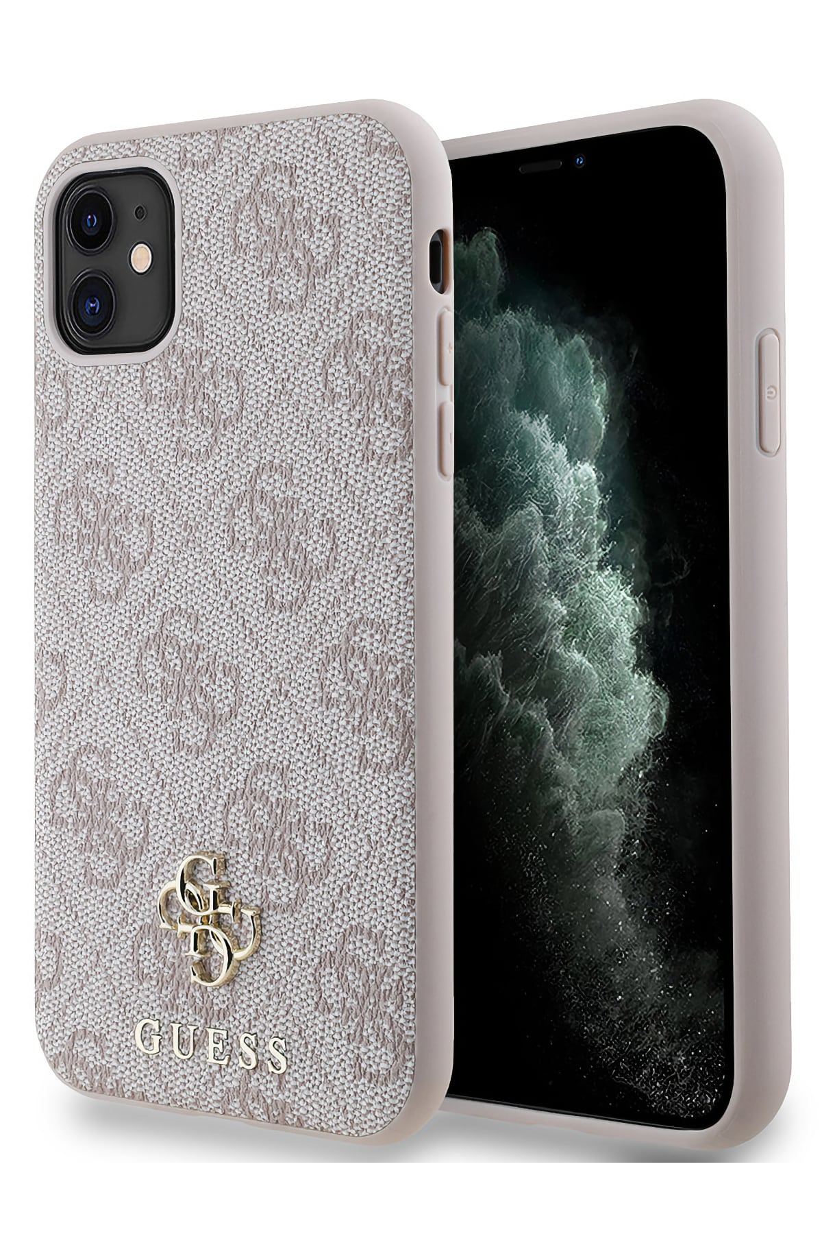 Guess Classic 4G Logolu iPhone 11 Magsafe Uyumlu Kılıf Pembe