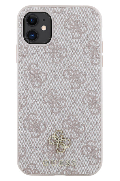 Guess Classic 4G Logolu iPhone 11 Magsafe Uyumlu Kılıf Pembe