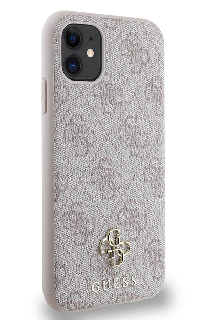 Guess Classic 4G Logolu iPhone 11 Magsafe Uyumlu Kılıf Pembe