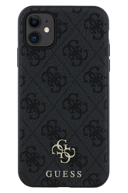 Guess Classic 4G Logolu iPhone 11 Magsafe Uyumlu Kılıf Siyah