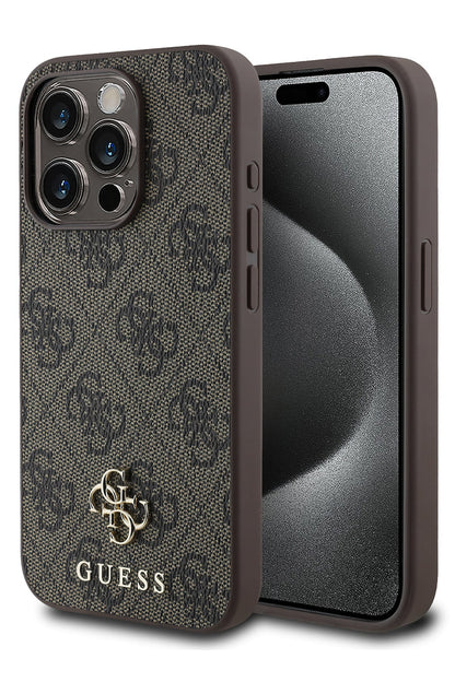 Guess Classic 4G Logolu iPhone 13 Pro Magsafe Uyumlu Kılıf Kahverengi