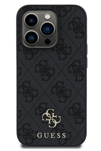 Guess Classic 4G Logolu iPhone 13 Pro Max Magsafe Uyumlu Kılıf Siyah
