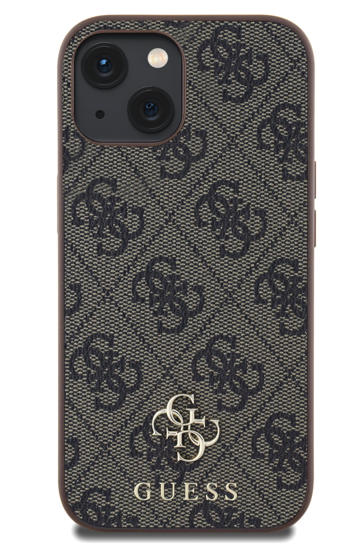 Guess Classic 4G Logolu iPhone 14 Magsafe Uyumlu Kılıf Kahverengi