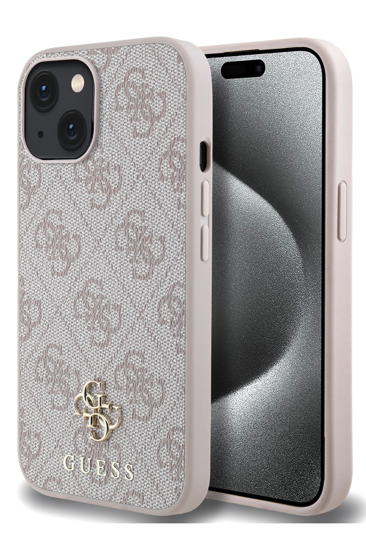 Guess Classic 4G Logolu iPhone 14 Magsafe Uyumlu Kılıf Pembe