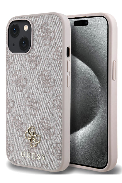 Guess Classic 4G Logolu iPhone 14 Magsafe Uyumlu Kılıf Pembe