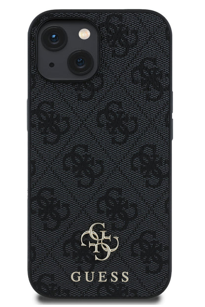 Guess Classic 4G Logolu iPhone 14 Magsafe Uyumlu Kılıf Siyah