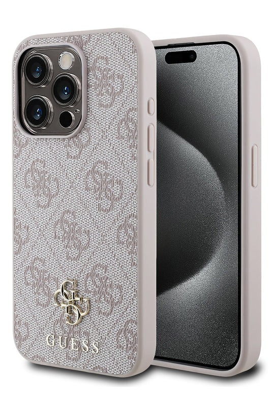 Guess Classic 4G Logolu iPhone 14 Pro Magsafe Uyumlu Kılıf Pembe