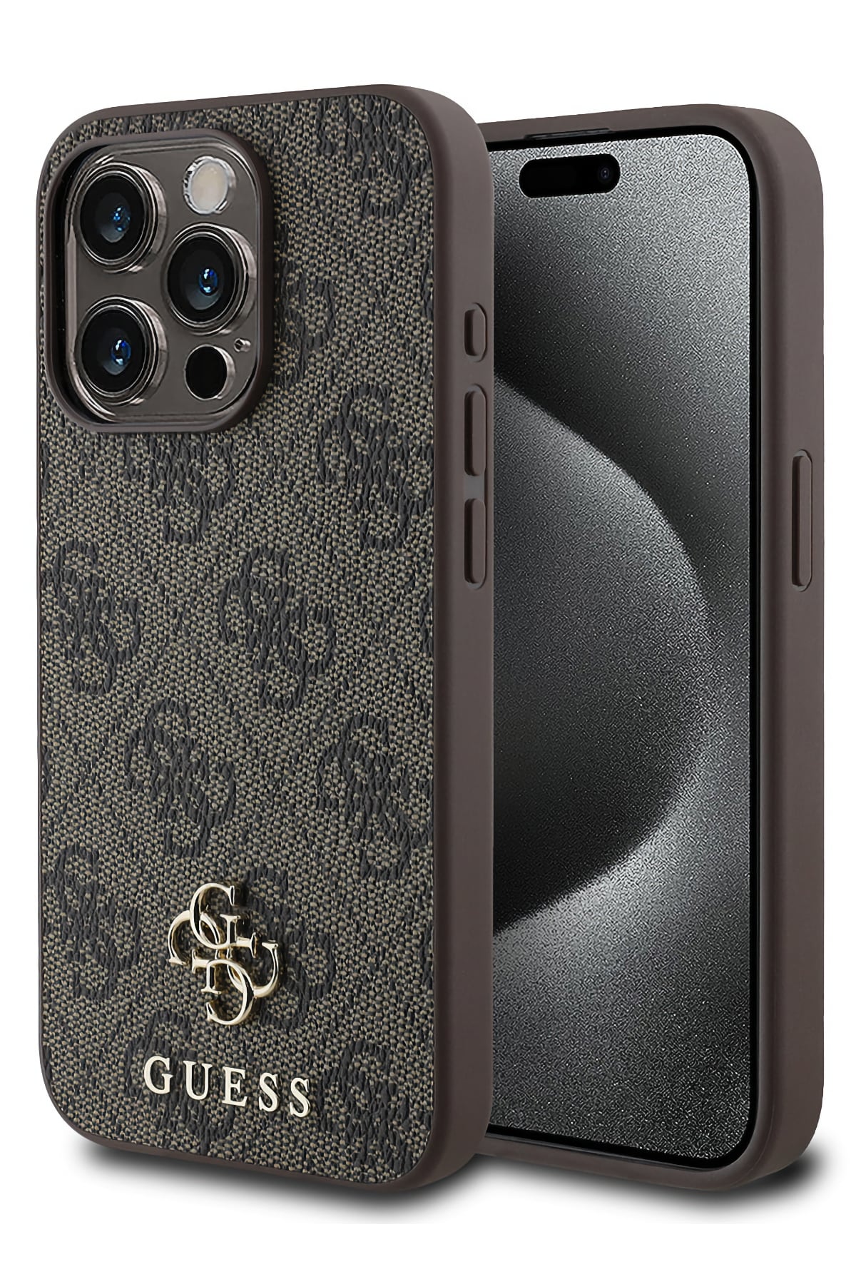 Guess Classic 4G Logolu iPhone 14 Pro Max Magsafe Uyumlu Kılıf Kahverengi