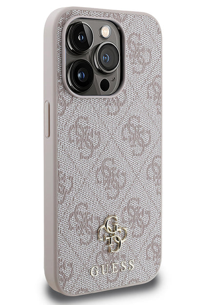 Guess Classic 4G Logolu iPhone 14 Pro Max Magsafe Uyumlu Kılıf Pembe