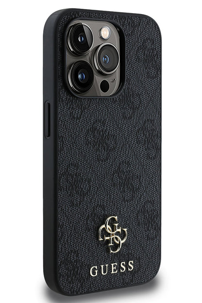 Guess Classic 4G Logolu iPhone 14 Pro Max Magsafe Uyumlu Kılıf Siyah