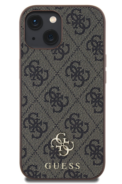 Guess Classic 4G Logolu iPhone 15 Magsafe Uyumlu Kılıf Kahverengi