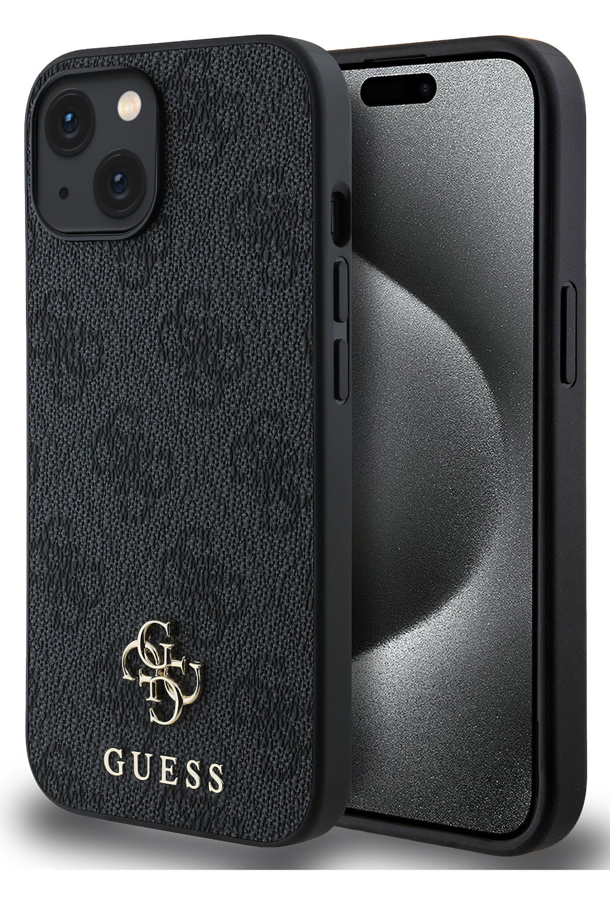 Guess Classic 4G Logolu iPhone 15 Magsafe Uyumlu Kılıf Siyah