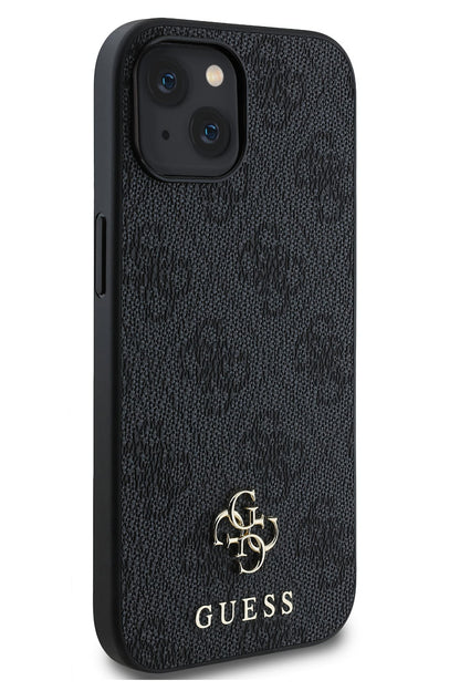 Guess Classic 4G Logolu iPhone 15 Magsafe Uyumlu Kılıf Siyah
