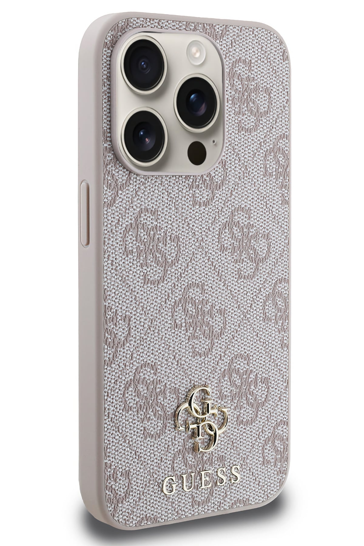 Guess Classic 4G Logolu iPhone 15 Pro Magsafe Uyumlu Kılıf Pembe