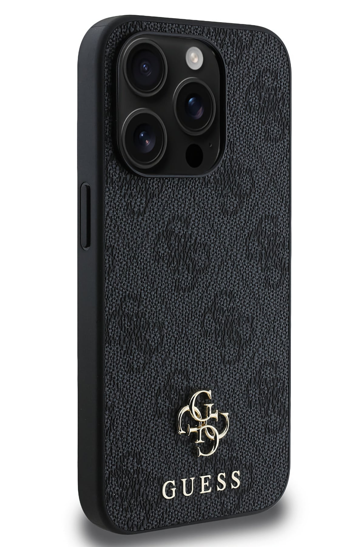 Guess Classic 4G Logolu iPhone 15 Pro Magsafe Uyumlu Kılıf Siyah