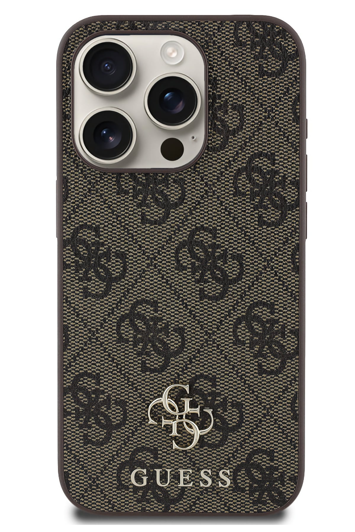 Guess Classic 4G Logolu iPhone 15 Pro Max Magsafe Uyumlu Kılıf Kahverengi