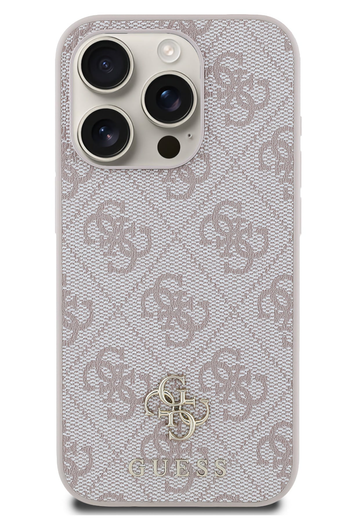 Guess Classic 4G Logolu iPhone 15 Pro Max Magsafe Uyumlu Kılıf Pembe