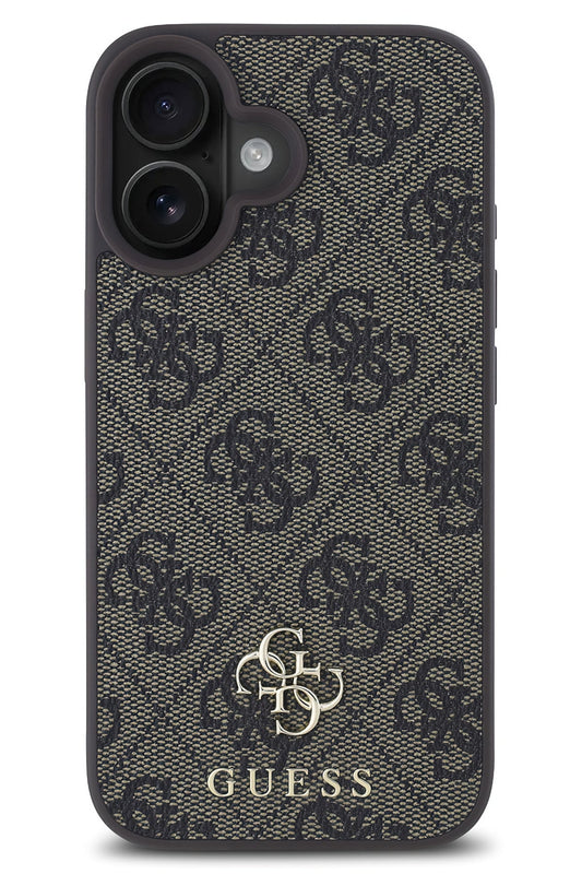 Guess Classic 4G Logolu iPhone 16 Plus Magsafe Uyumlu Kılıf Kahverengi