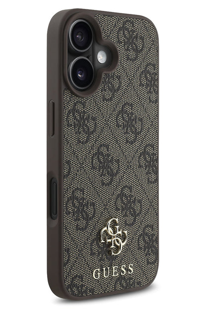 Guess Classic 4G Logolu iPhone 16 Plus Magsafe Uyumlu Kılıf Kahverengi
