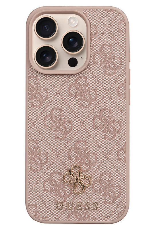 Guess Classic 4G Logolu iPhone 16 Pro Magsafe Uyumlu Kılıf Pembe