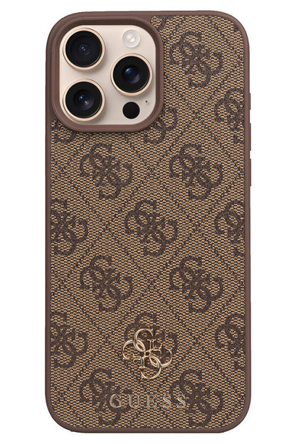Guess Classic 4G Logolu iPhone 16 Pro Max Magsafe Uyumlu Kılıf Kahverengi